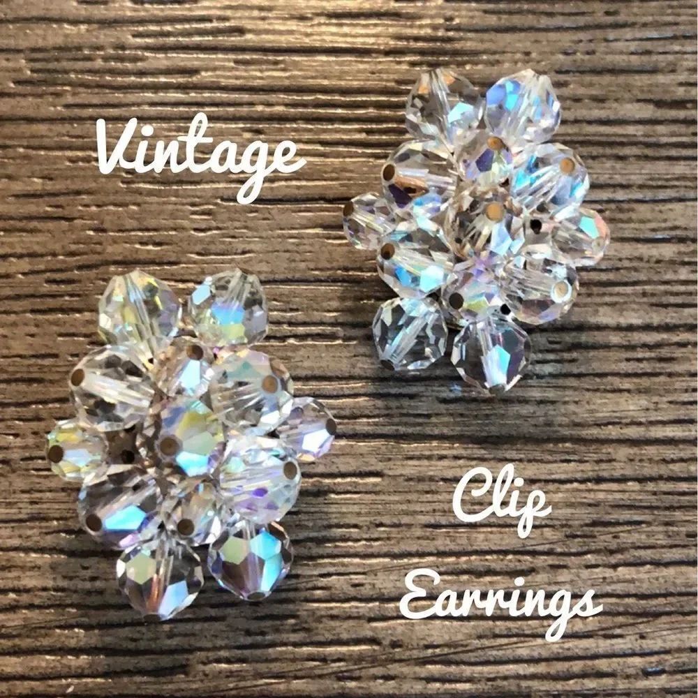 Vintage Germany Aurora Borealis Crystal Earrings